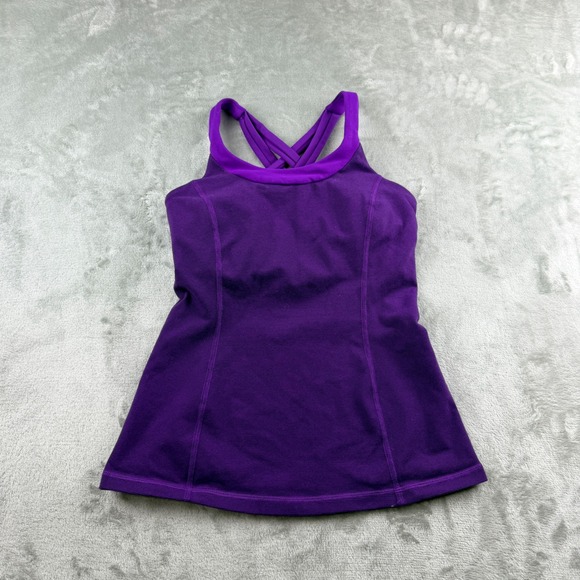 Lululemon Tops - Lululemon Free To Be Women's Size 6 Tank Purple Striped Strappy Back Yoga Top